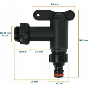 Кран для бочки ¾" с быстросъёмным соединением