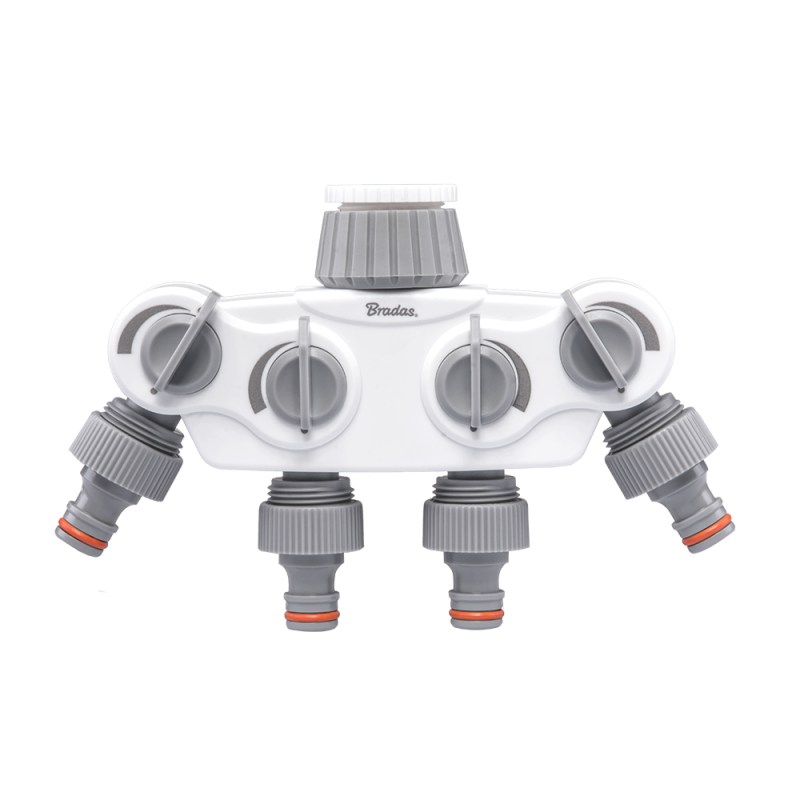 Kraanijaotur 4 väljundiga 1" – 3/4" kiirliitmikuga